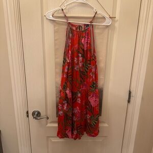 Old Navy Red and Pink Tropical Romper | Small Tall